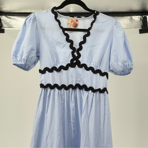 TRULY 4 You Blue and Black Short Sleeve Tiered Maxi Dress - Picture 5 of 12